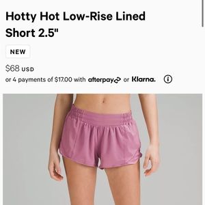 Lululemon Hotty Hot Shorts Size 8